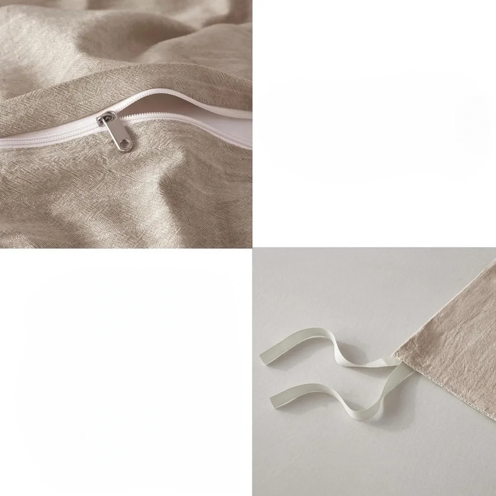 NEW West Elm Beige Linen Cotton Luxury Queen / King Bedding Duvet & Sham Set